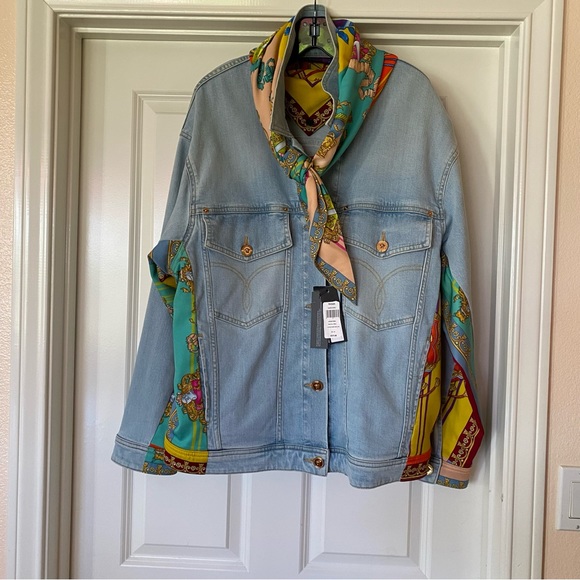 NWT VERSACE Mixed Media Denim Jacket - Picture 4 of 16